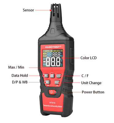60 Degree Digital Lcd Temperature Thermometer Humidity Meter Clock